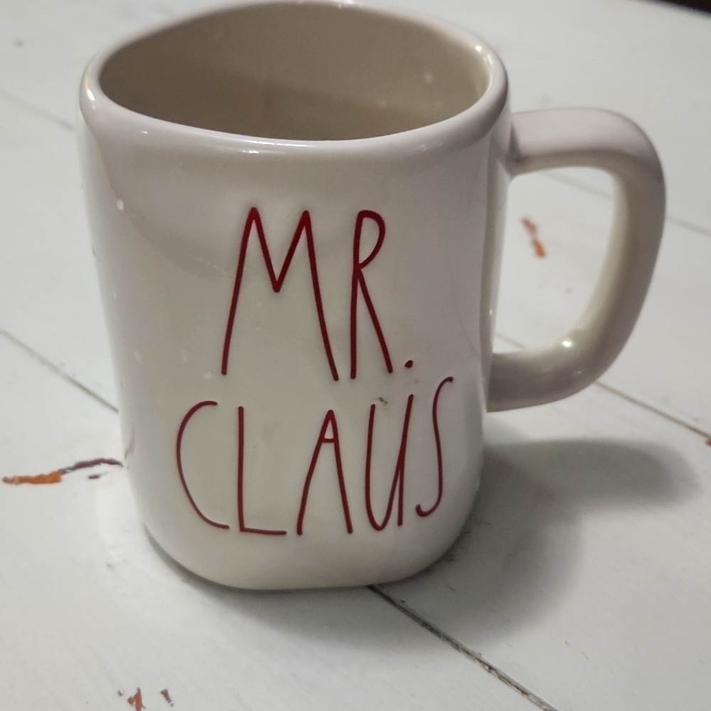 Rae Dunn MR. CLAUS Coffee Mug   Ceramic White Mug with Red Interior/Lettering 🎅